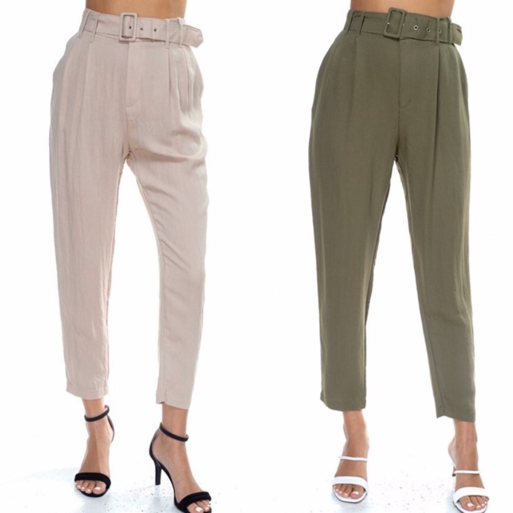 βΌοΈ Highwaist Belted Trouser Casual Career Pant - Picture 2 of 4